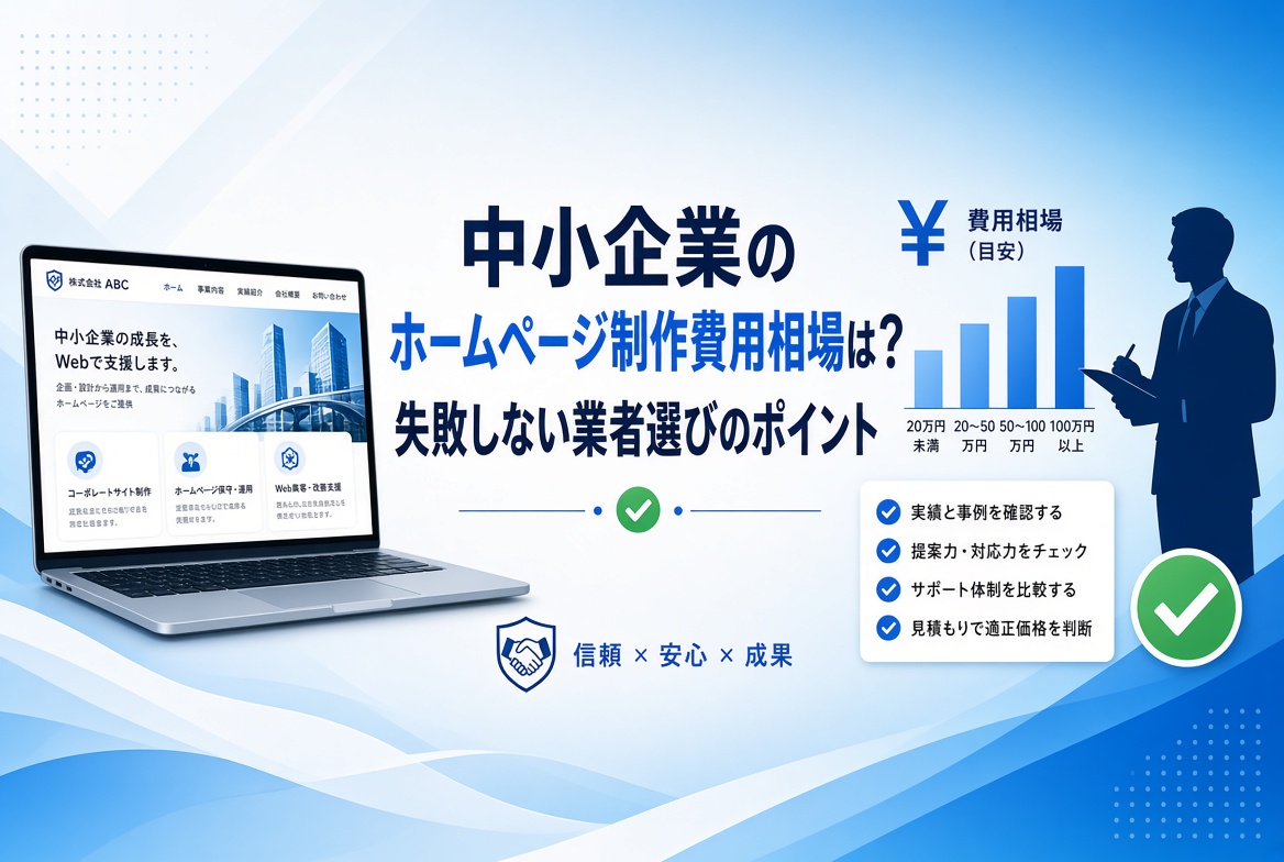 中小企業のホームページ制作費用相場は?失敗しない業者選びのポイント